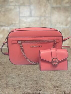 Michael Kors Chain Crossbody With Matching Wallet Tea Rose Pink